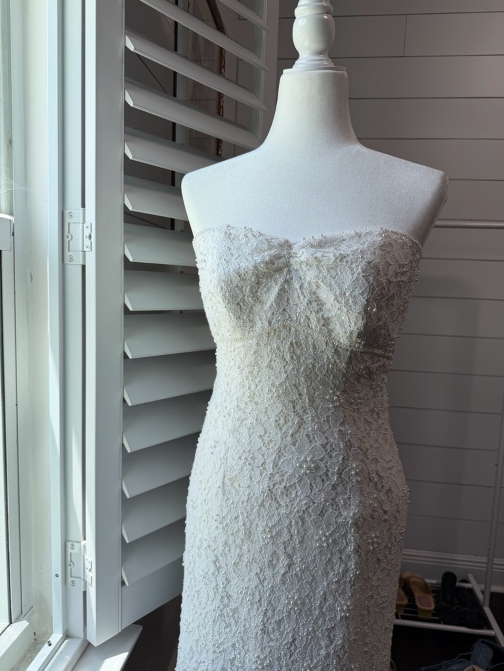 Beaded strapless wedding dress size 8